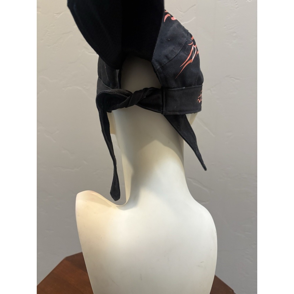 Harley Davidson Flame Doo Rag Biker Head Wrap Cap Mesh Lining Embroidered Logo - Picture 2 of 5